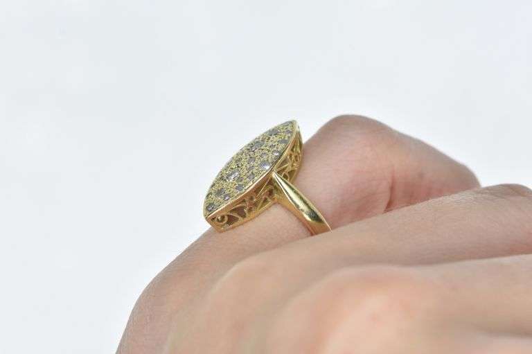 18K Yellow Gold 0.43 Ctw Marquise Diamond Navette Cluster Ring