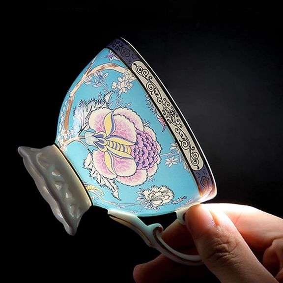 Blue Floral Bone China Tea Set