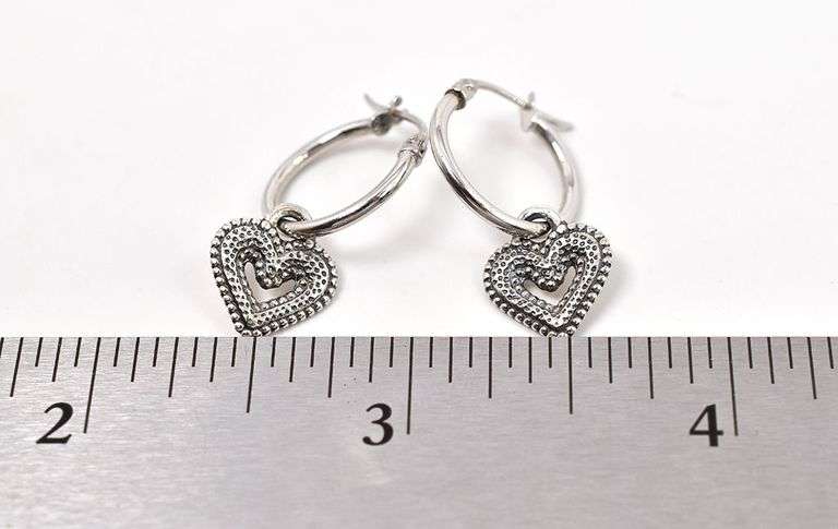 Heart Hoop Earrings in Sterling Silver
