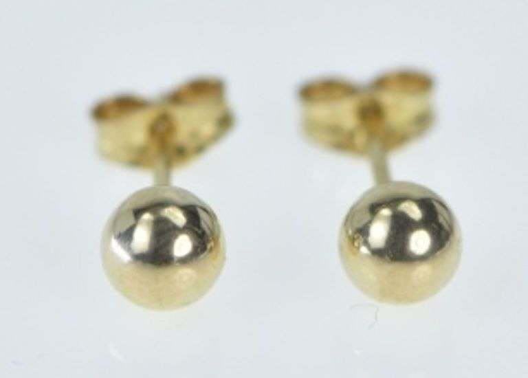 14K Yellow Gold 4mm Vintage Round Classic Stud Earrings