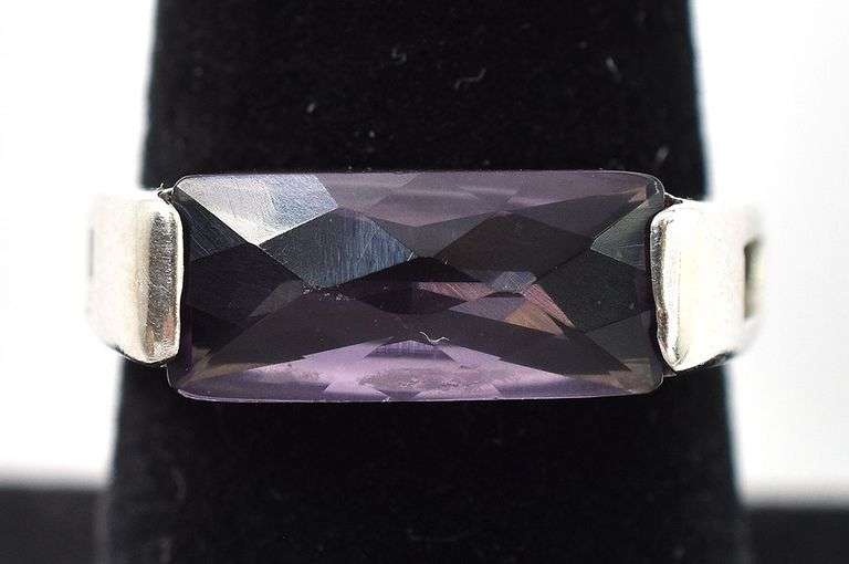Amethyst Gemstone Signet Ring in Sterling Silver