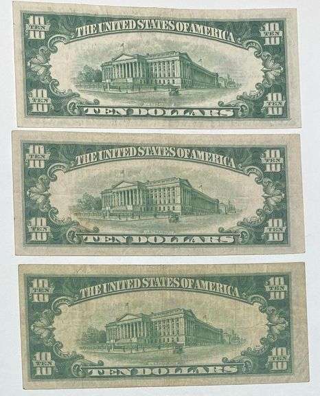 $ 10 1934 A C & D Series Silver Certificates.