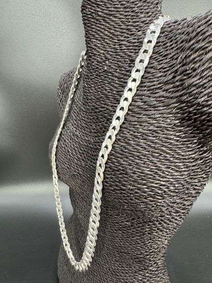 Sterling Silver 925 12mm Diamond Cut Curb Chain 30 Inch Necklace Italy