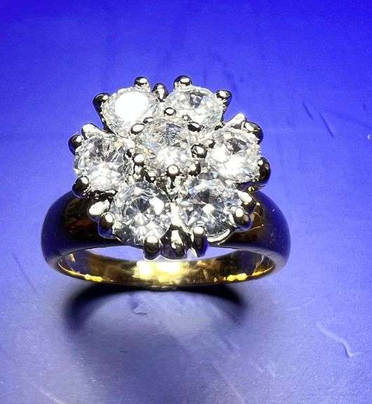 Sparkling 14 Kt Yellow Gold Plated 4.45 Ctw Lab Simulated Diamond Ring SA45R