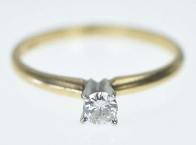 14K Yellow Gold Diamond Solitaire Promise Engagement Ring