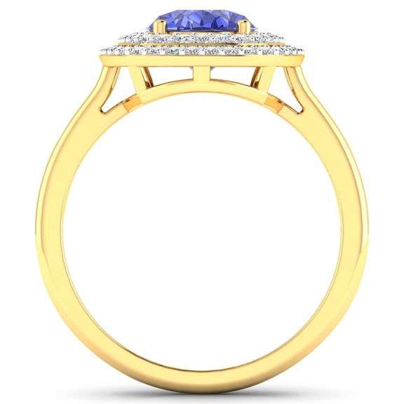 Brilliant 14 Kt Yellow Gold Tanzanite Diamond Ring