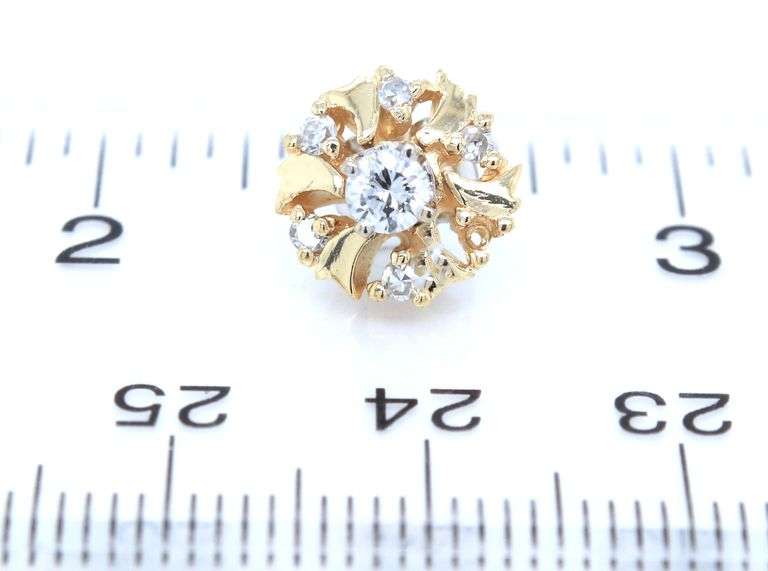 14kt Yellow gold diamond stud with diamond jackets