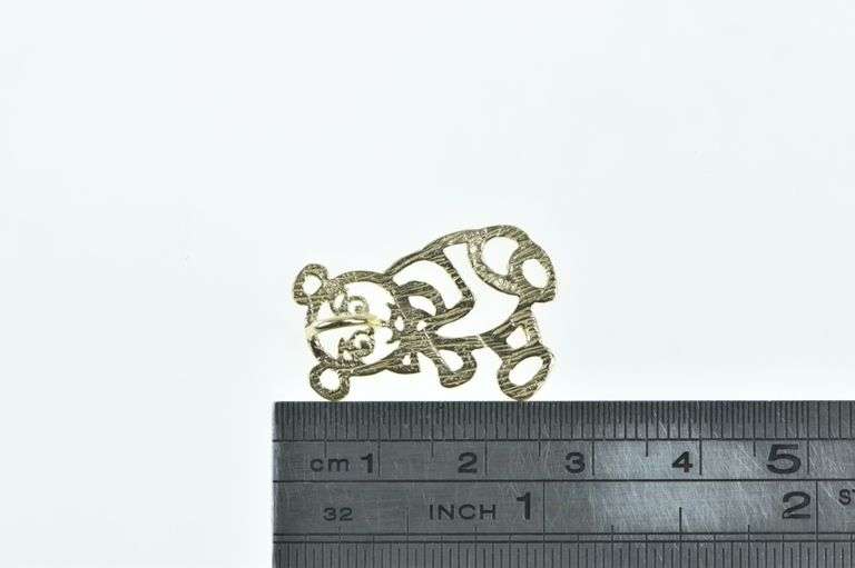 14K Yellow Gold Teddy Bear Stuffed Animal Cut Out Charm/Pendant