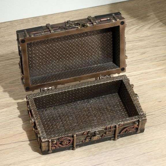 Intricate Steampunk Bronze Jewelry Box