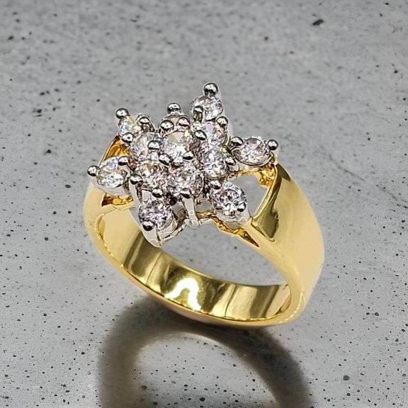 Dazzling 14 Kt Gold Plated Lab Simulated Diamond Ring