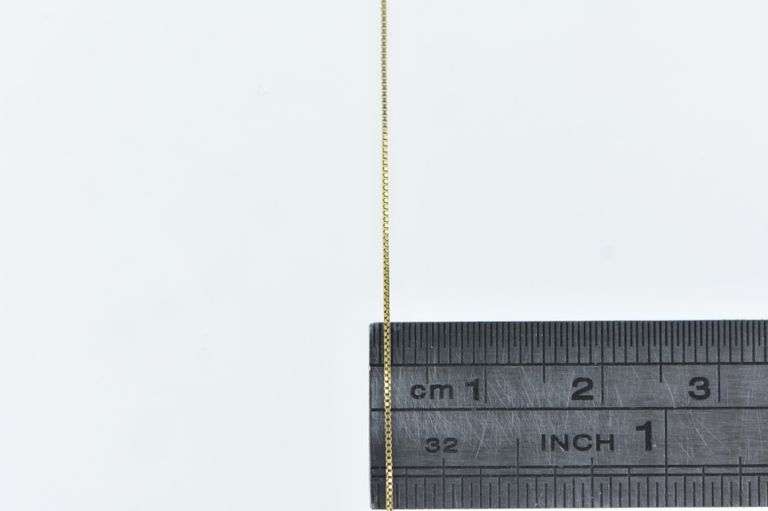 14K Yellow Gold 0.5mm Square Chain Simple Box Link Necklace