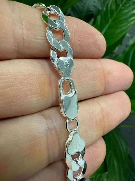 Men's 8.5mm Solid .925 Sterling Silver Flat Curb Chain Link Italy Necklace 24"