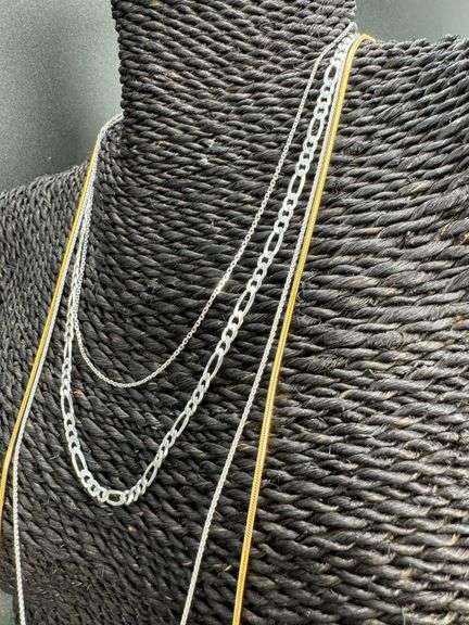 Sterling Silver 925 Italy 4 Piece Layered Chain Set 36",24",18",16"