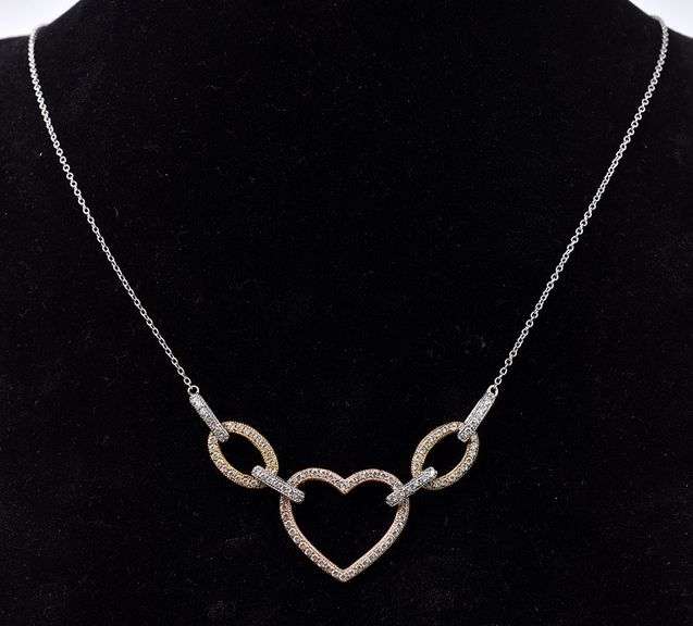 CZ Heart Pendant Necklace in Sterling Silver