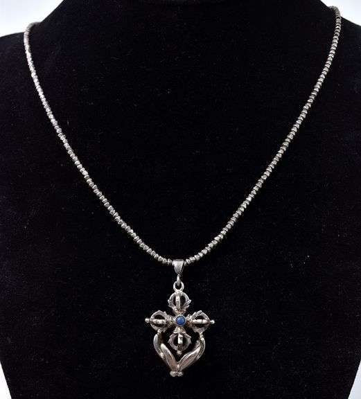 Vajra Dorje Pendant Necklace in Sterling Silver