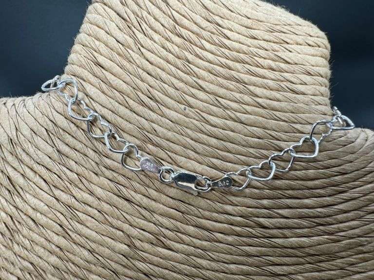Italian Sterling Silver 5mm Heart Bracelet 9"