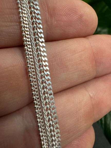 Italian 925 Sterling Silver 5 Piece Layered Chain Set 24",20",20",16",16"