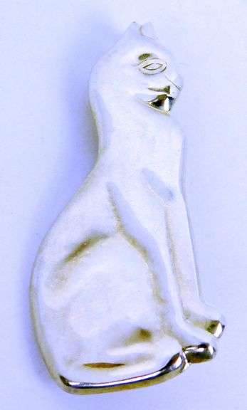 Vintage Stylized Sterling Cat Pin/Pendant