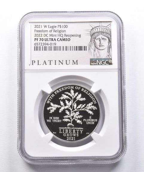 PF70 2021-W $100 American Platinum Eagle 2022 DC Mint HQ Reopening NGC