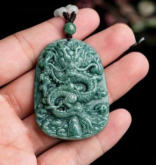 Certified Burmese Jade Dragon Pendant Necklace Grade A Untreated
