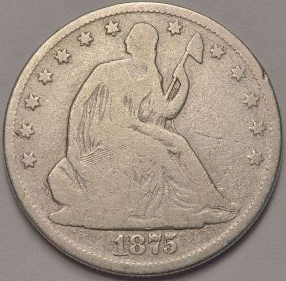 1875 Seated Liberty Half Dollar, Cleaned.