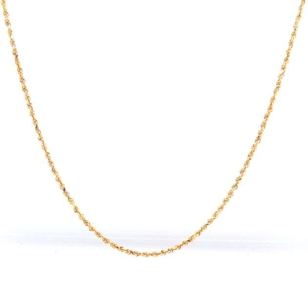 14kt Yellow gold diamond cut Rope chain necklace