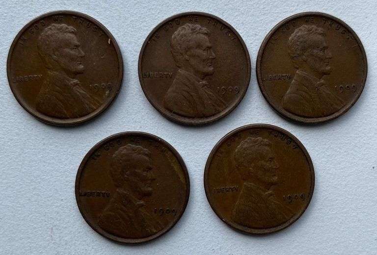 5 Nicer 1909 VDB Type Lincoln Cents