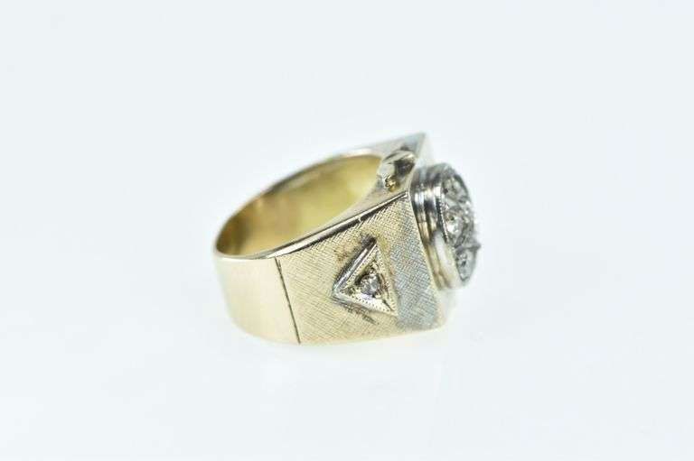 10K Yellow Gold 0.50 Ctw Victorian OMC Diamond Squared Ring