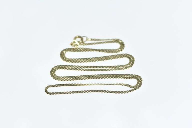 14K Yellow Gold 1.3mm Pressed Square Flat Box Chain Necklace