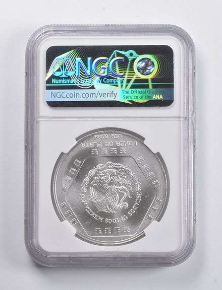 MS67 1994 Mo Mexico 5 Pesos Silver Chaac Mool Recline Mayan Series NGC