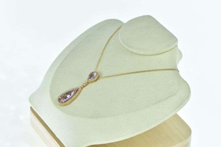 18K Rose Gold 5.05 Ctw Morganite Diamond Drop Pendant