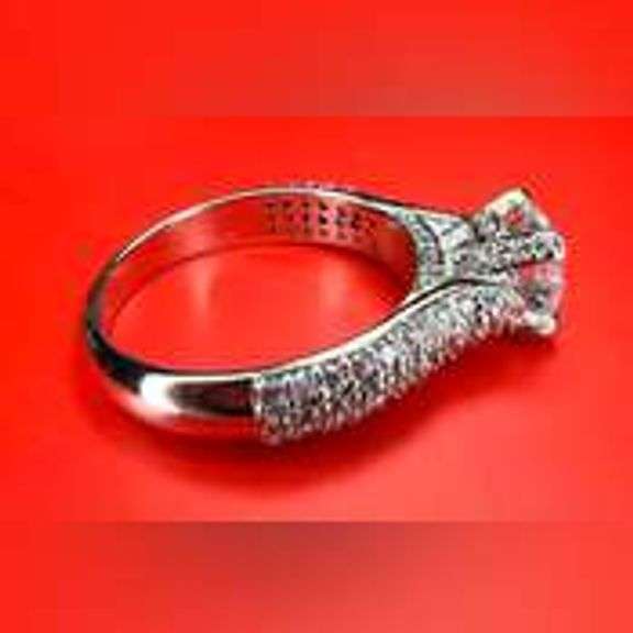 Sparkling 5.75 Ct 14 Kt White Gold Plated Engagement Ring
