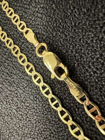 14k Gold 3mm Mariner Chain 7 Inch Bracelet