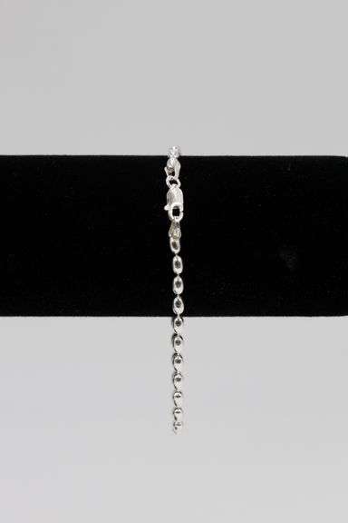 Sterling Silver Italian Oval Ball Bead Chain 3mm 925 Italy Dog Tag Bracelet 8" inch