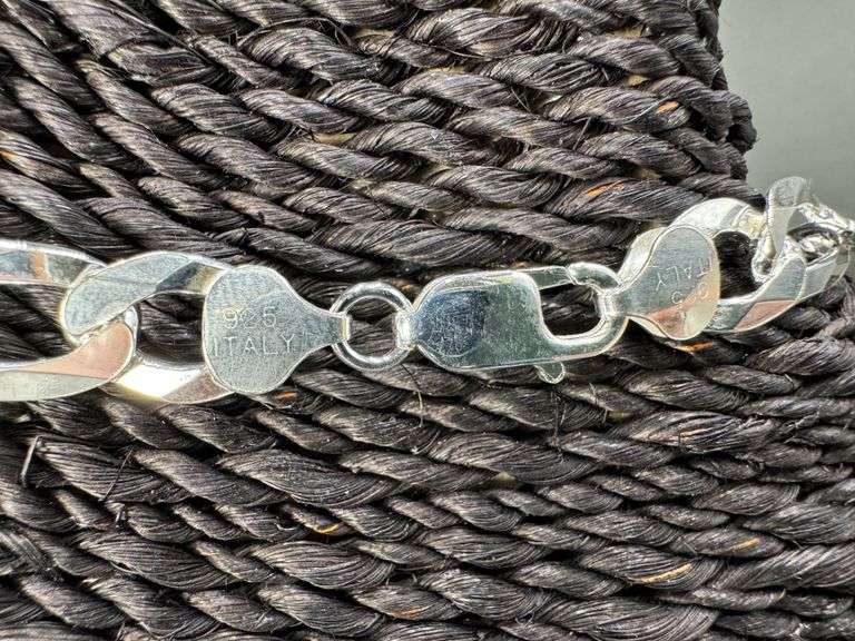 Men's 9.7mm Solid .925 Sterling Silver Flat Figaro Chain Link Italy Necklace 24"
