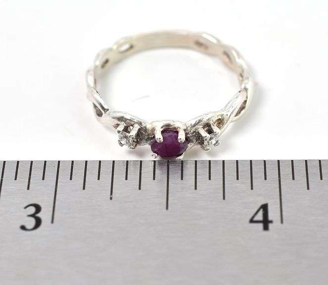 Ruby and CZ Gemstone Ring in Sterling Silver