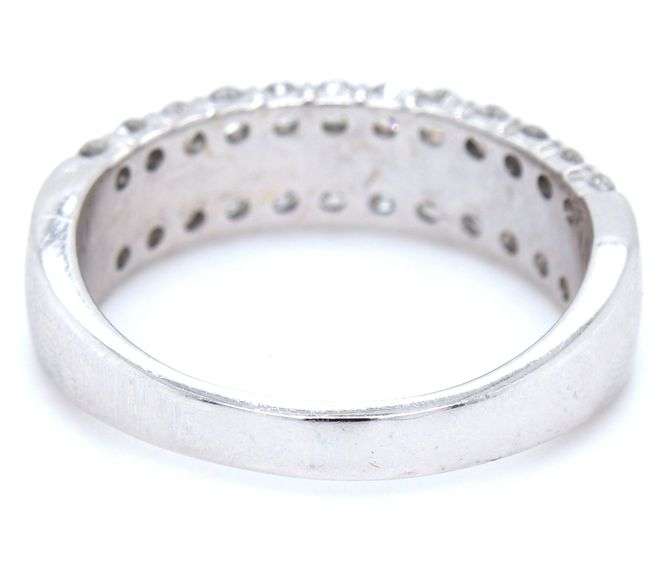 14kt White gold double row satin diamond band