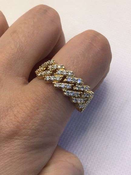 ELEGANT AND TIMELESS 14K YELLOW GOLD JAGGED EDGE MIAMI CUBAN LINK MEN’S DIAMOND RING