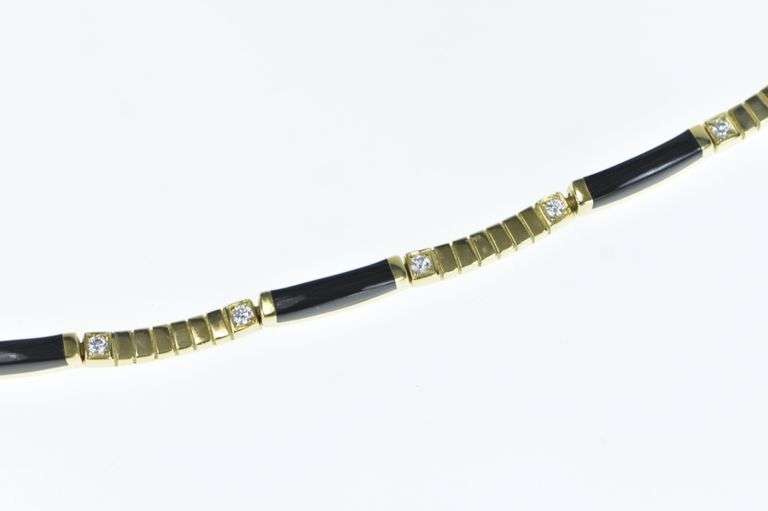 18K Yellow Gold Bernard K. Passman Black Coral Collar Necklace