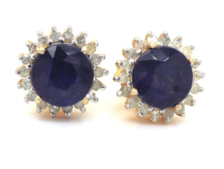 14kt Gold Plated Sterling Silver & Sapphire Earrings