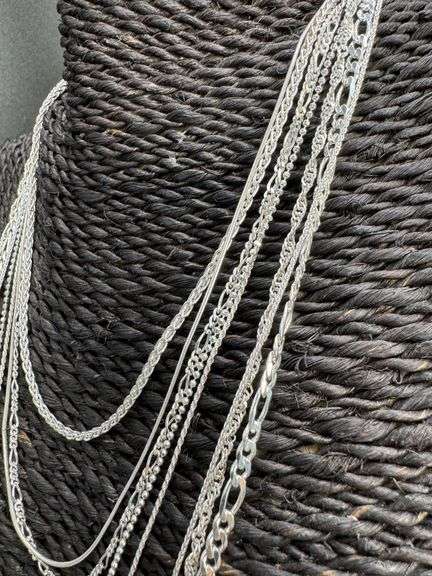 Italian 925 Sterling Silver 8 Piece Layered Chain Set 30",28",24",20",20",18",18",16"