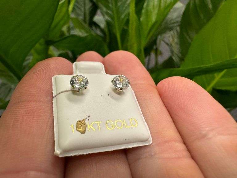 10k Yellow Gold 5mm Round Solitaire White CZ Stud Brilliant 5mm Earrings