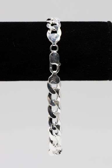 Men's 10mm Solid .925 Sterling Silver Flat Curb Chain Link Italy Bracelet 8"