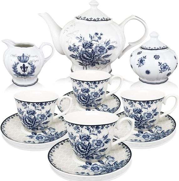 11 Piece Blue Dream Porcelain Tea Set in Elegant Box