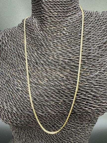 14k Yellow Gold Solid Pave Curb Link Chain 2mm Necklace 22"