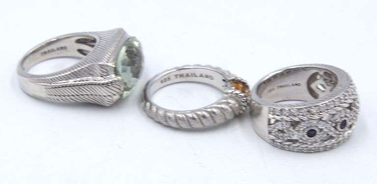 Group lot of 3 Judith Ripka 925 sterling silver rings