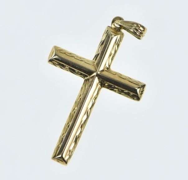 14K Yellow Gold Vintage Cross Christian Faith Symbol Charm/Pendant