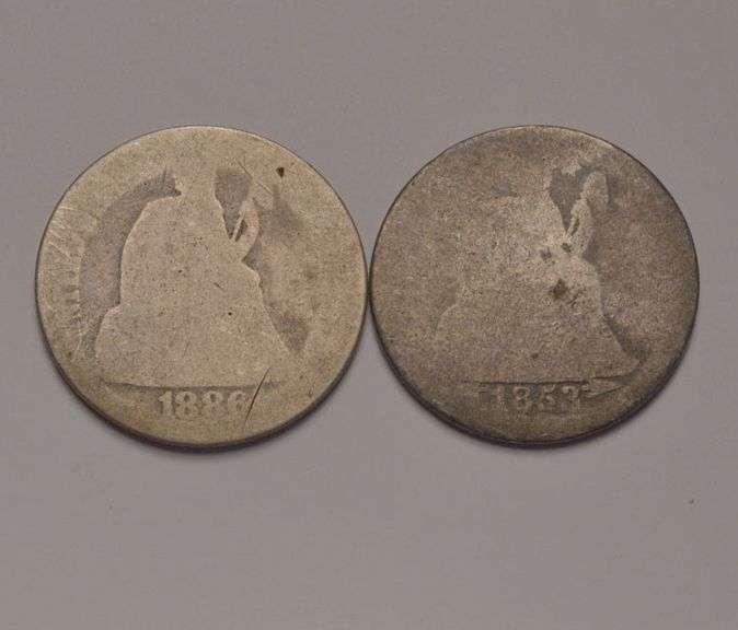 1853 Arrows & 1886 Seated Liberty Dimes Lot, Circulated.