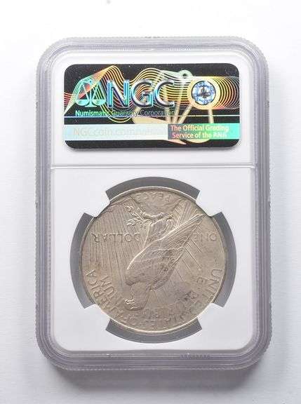 Error AU55 1924 Peace Silver Dollar Struck Thru NGC Dissapearing Date