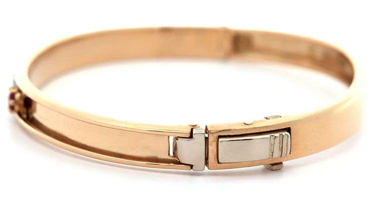 Stephanie Gottlieb Diamond and Ruby Mini Slider Bangle Bracelet in 18K